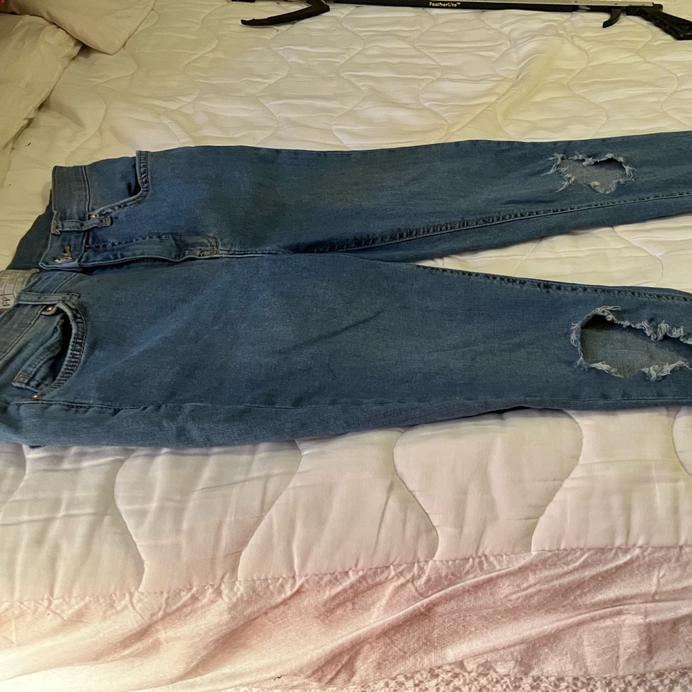 Free People Blue Distressed Skinny Jeans 28 R